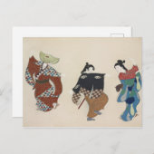 日本絵画のヴィンテージ伝統的ダンサー ポストカード (正面/裏面)
