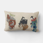 日本絵画のヴィンテージ伝統的ダンサー ランバークッション (裏面)