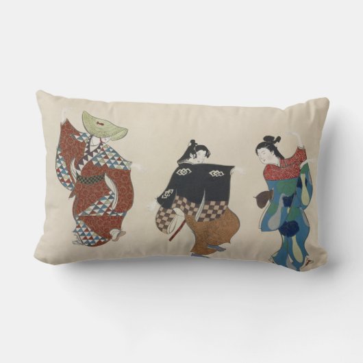 日本絵画のヴィンテージ伝統的ダンサー ランバークッション (裏面)
