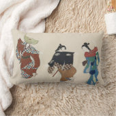 日本絵画のヴィンテージ伝統的ダンサー ランバークッション (ブランケット)