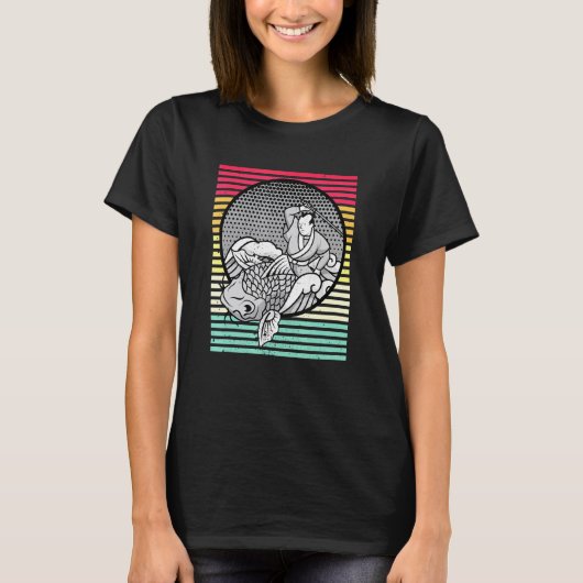 日本美術のための浅葱鯉 Tシャツ (正面)