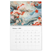 日本美術フォーク新年 カレンダー (2月 2026)