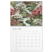 日本美術フォーク新年 カレンダー (1月 2027)