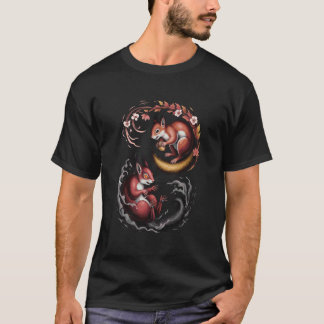 日本美術リス 善と悪のリス Tシャツ