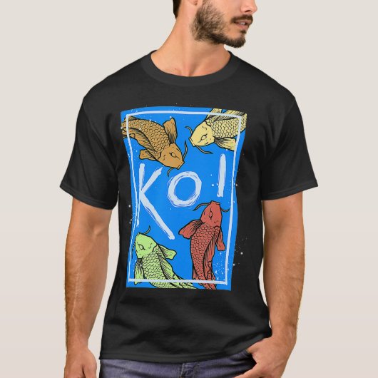 日本美術 サムライ エステティック こい魚 Tシャツ (正面)