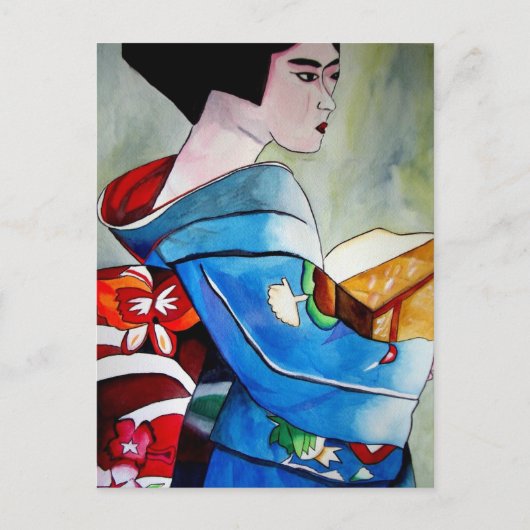 日本舞妓 オリジナル水彩画アート ポストカード (正面)