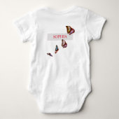 日本花柄プリントDIY名前ベビー服 ベビーボディスーツ (裏面)