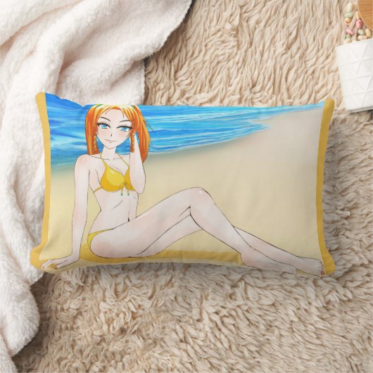 日本製アニメのブロンドの女の子のベッド枕 ランバークッション (ブランケット)