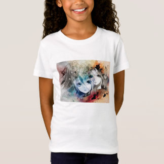 日本製アニメのヴィンテージの顔の女の子の合われたBellaのベビードール Tシャツ