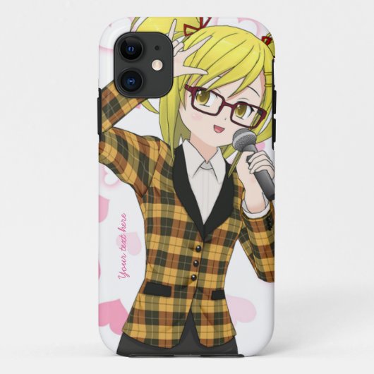 日本製アニメの女の子の歌うカラオケカスタマイズ可能な電話箱 Case-Mate iPhoneケース (裏面)