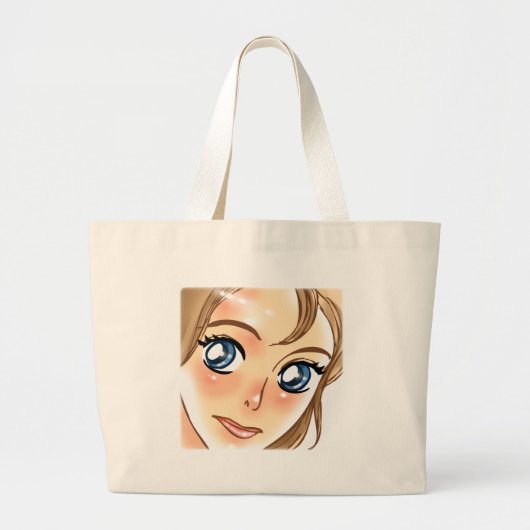 日本製アニメの女の子 ラージトートバッグ (正面)