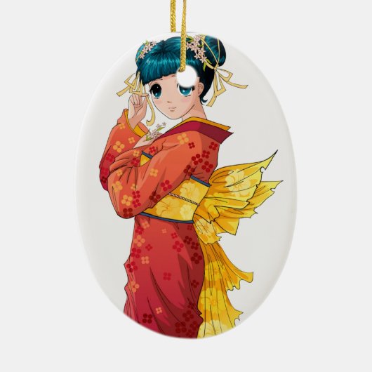 日本製アニメの芸者 セラミックオーナメント (裏面)