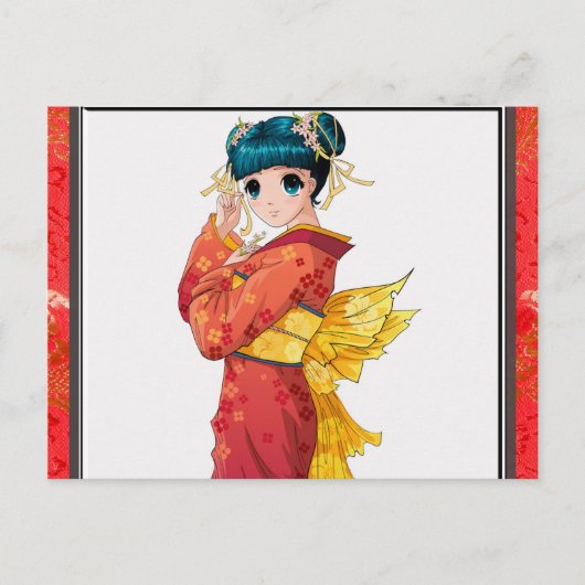 日本製アニメの芸者 ポストカード (正面)