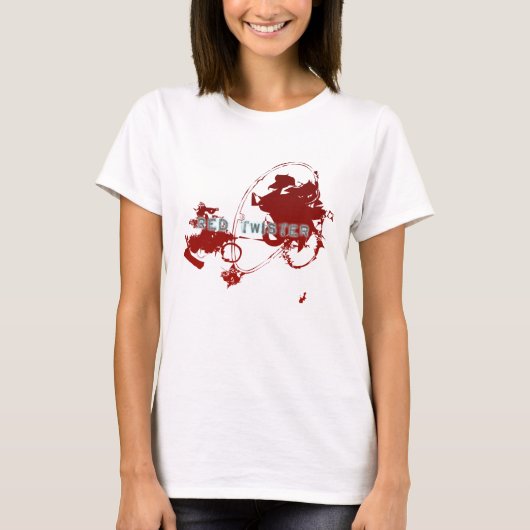 日本製アニメの赤いより手 Tシャツ (正面)