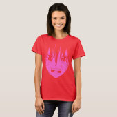 日本製アニメのTシャツ: 泣き叫びの女の子(赤およびピンク) Tシャツ (正面フル)