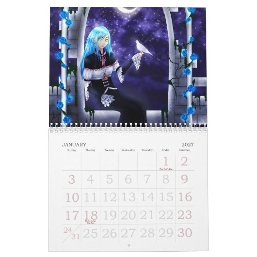 日本製アニメ2013年 カレンダー (1月 2027)
