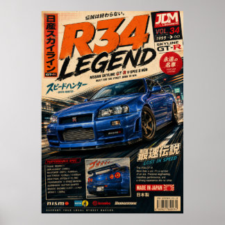 日本製スポーツカー ビンテージ ポスター | 富士山輪