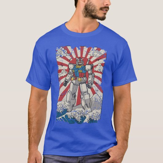 日本製メカアニメロボット神奈川大波男 Tシャツ (正面)