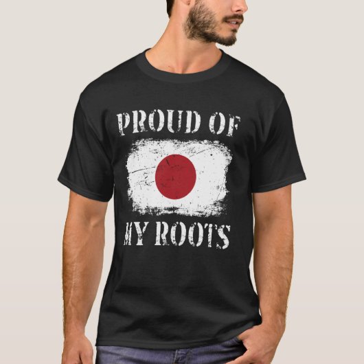 日本誇りを持ったの日本のルーツ日本のの国旗 Tシャツ (正面)