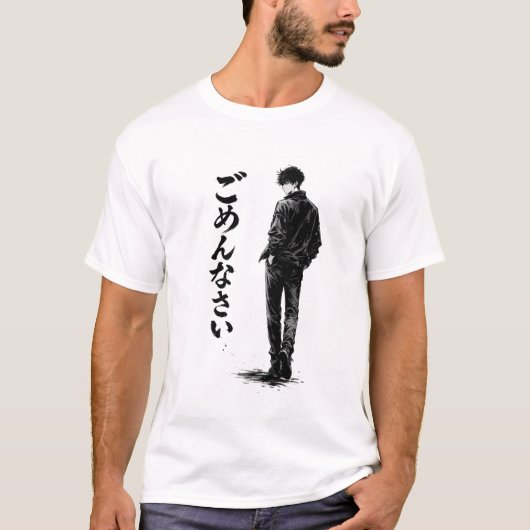 日本語で書かれた謝罪文 Tシャツ (正面)