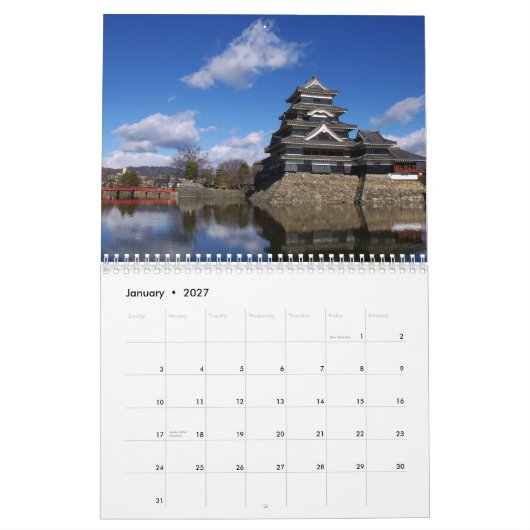 日本語はカレンダー2015年を城郭で囲みます カレンダー (1月 2027)