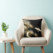 日本語は黒い金ゴールドの白い鳥の枕を伸ばします クッション (椅子)