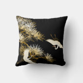 日本語は黒い金ゴールドの白い鳥の枕を伸ばします クッション (裏面)