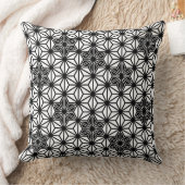 日本語Asanohaか星パターン、白および黒 クッション (ブランケット)