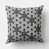 日本語Asanohaか星パターン、白および黒 クッション (裏面)