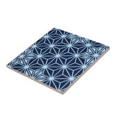 日本語Asanohaか星パターン、藍色 タイル (側面)