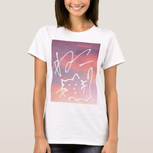 日本語Tシャツ ねこTシャツ Japanese Cat & Fancy Sky T-shirt T Tシャツ