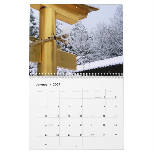 日本語Toriiのカレンダー カレンダー (1月 2027)