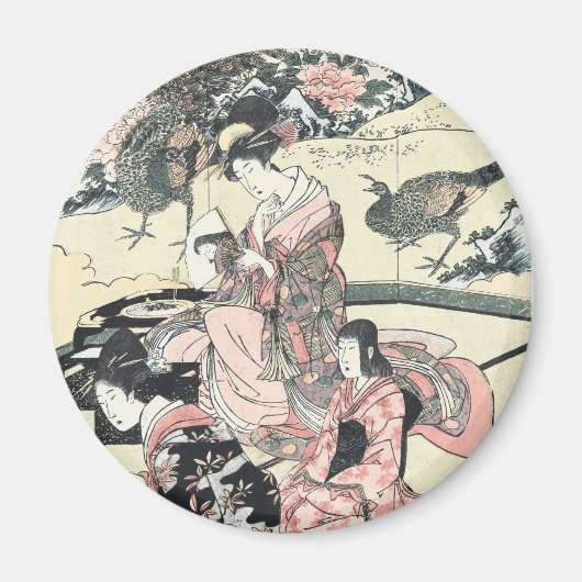 日本語Ukiyo-e Daimyo Toyohiro著okuzashiki無し マグネット (正面)