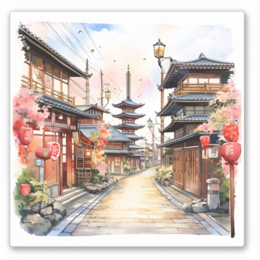 日本通りコージー春水彩画 シール (正面)