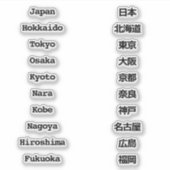 日本都市名 | 英語+日本語デザイン シール (正面)