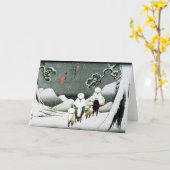 日本雪の挨拶状 カード (黄色い花)