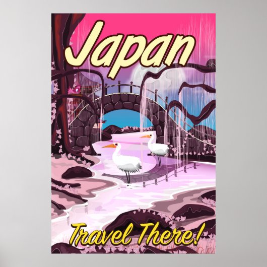 日本風カートゥーン 庭園 バカンス ポスター (正面)