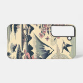 日本風浮世絵の桜と鶴、富士山 SAMSUNG GALAXYケース (裏面横)