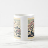 日本風浮世絵 桜 鶴 富士山 コーヒーマグカップ (中央)