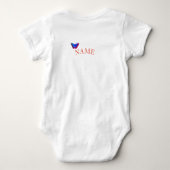 日本風蝶々と名前オーダー 赤ちゃん用ベビー服 ベビーボディスーツ (裏面)