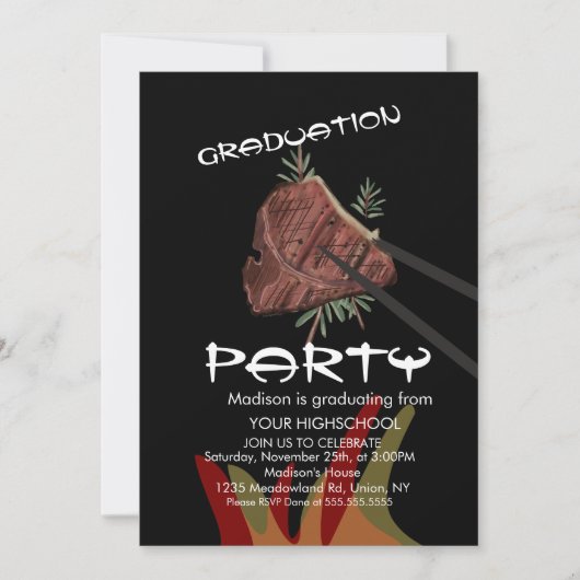 日本食 焼き肉店 卒業 招待状 (正面)