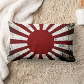 日本黒くグランジな朝日旗 ランバークッション (ブランケット)