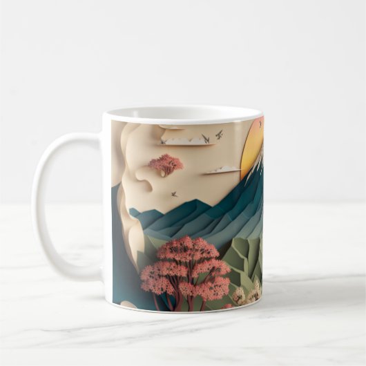 日本3D紙アートスタイルマグ コーヒーマグカップ (左)