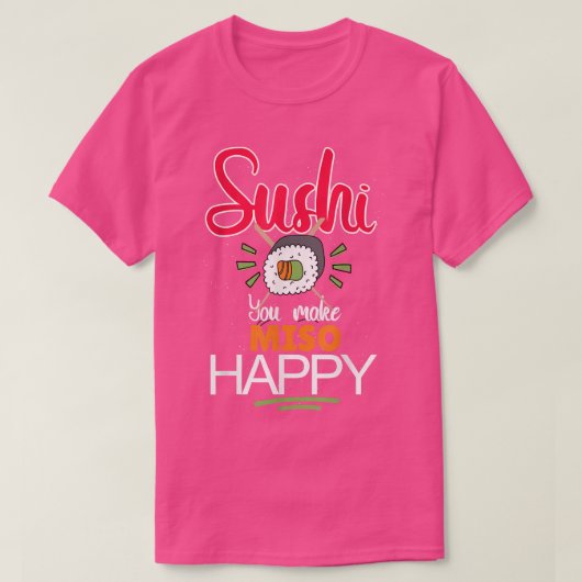 日本 かわいい 魚 食品 愛 マキ アジア 寿司 Tシャツ (デザイン正面)