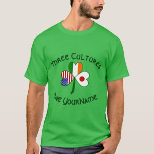 日本・アイルランド・USA シャムロック メンズ パーソナライズ Tシャツ