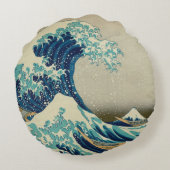 日本 – ア日本のート(素晴らし神奈川の波) ラウンドクッション (裏面)
