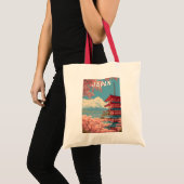 日本 イラスト 旅行 アート ヴィンテージ トートバッグ (正面(商品))