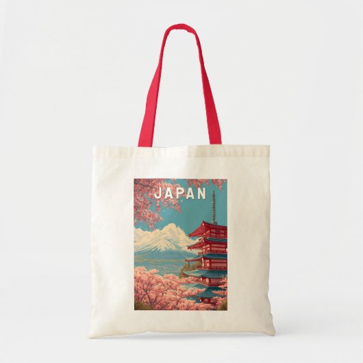 日本 イラスト 旅行 アート ヴィンテージ トートバッグ (正面)