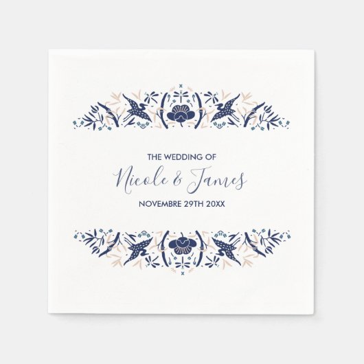 日本 | トキパーソナライズされたス結婚蓮 スタンダードカクテルナプキン (正面)