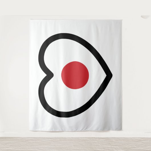 日本 | フラグ日本のハート タペストリー (正面)